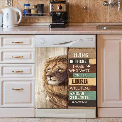 Hang In There Lion White Butterfly Dishwasher Cover, Bible Verse Dishwasher Stickers, Christian Inspirational Kitchen Decor