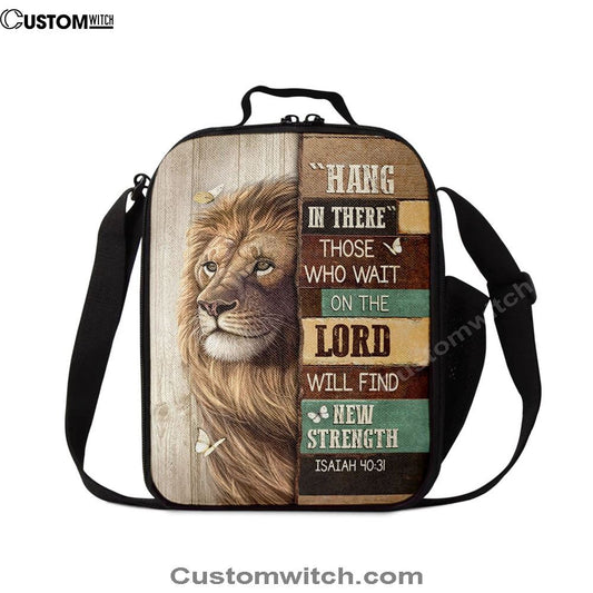 Hang In There Lion White Butterfly Lunch Bag, Christian Lunch Bag, Religious Lunch Box For School, Picnic