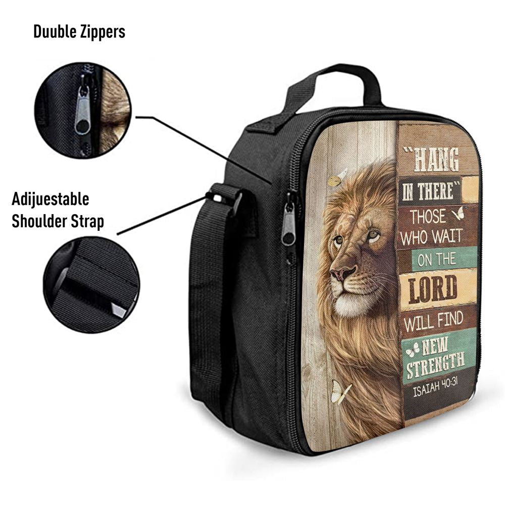Hang In There Lion White Butterfly Lunch Bag, Christian Lunch Bag, Religious Lunch Box For School, Picnic