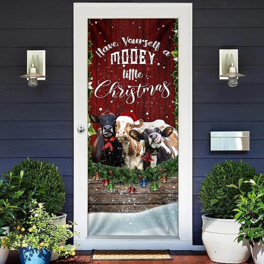 Happy Cattle Christmas Door Cover, Christmas Door Knob Covers, Christmas Outdoor Decoration