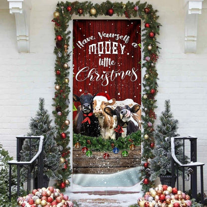 Happy Cattle Christmas Door Cover, Christmas Door Knob Covers, Christmas Outdoor Decoration