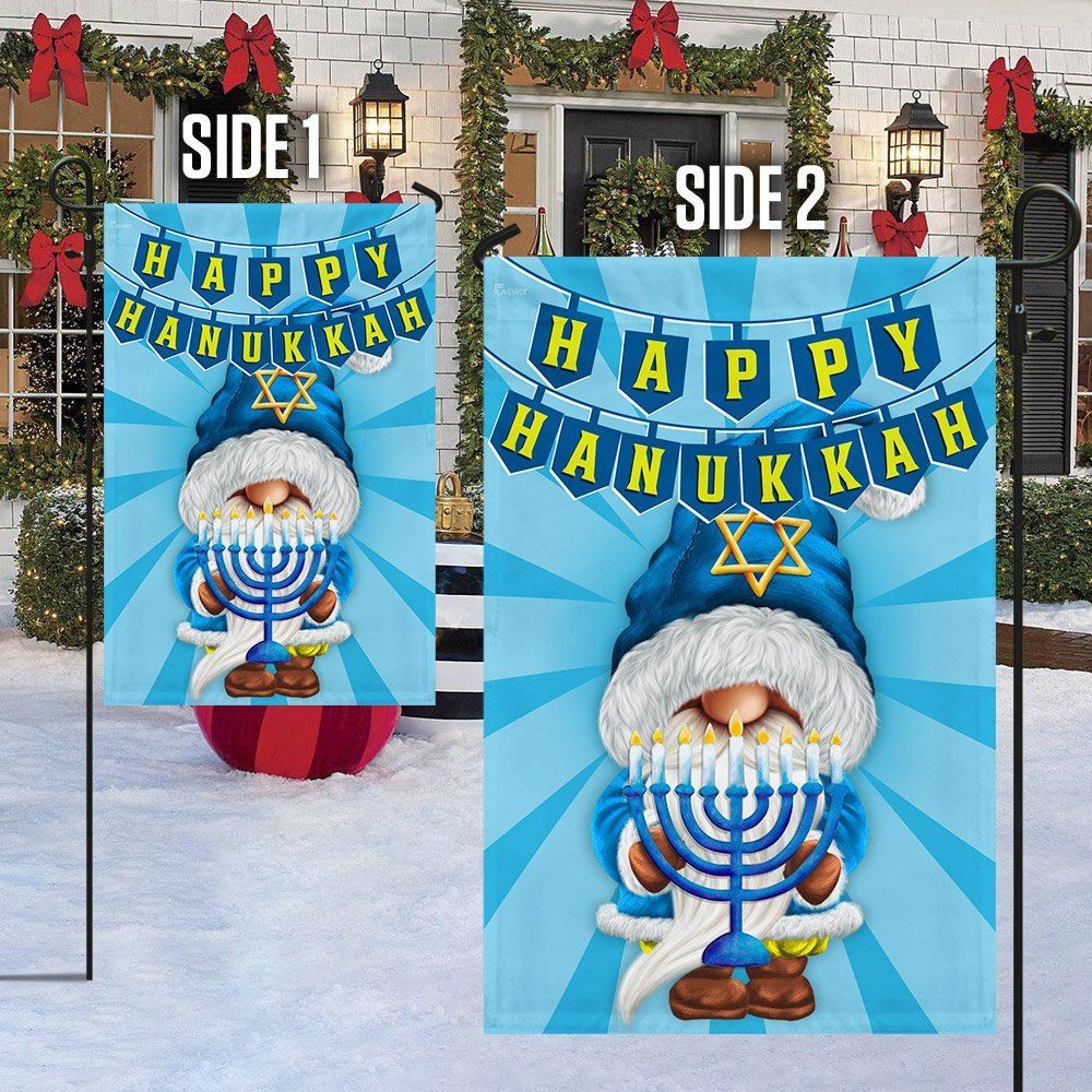 Happy Hanukkah Gnome Flag, Christmas Garden Flag, Home Decor Accessories, Christmas Outdoor Decor Ideas