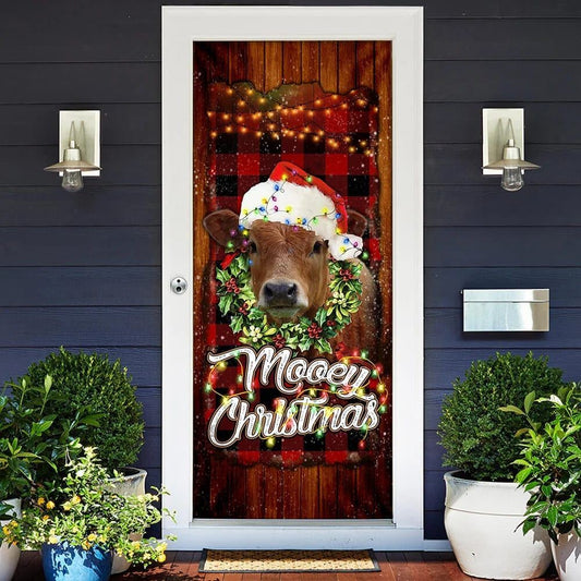 Happy Mooey Christmas Door Cover, Christmas Door Knob Covers, Christmas Outdoor Decoration