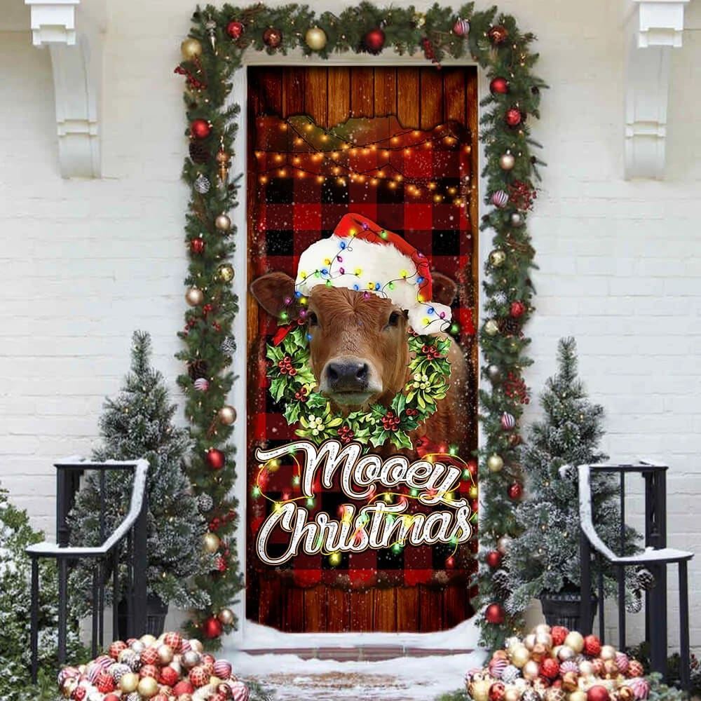 Happy Mooey Christmas Door Cover, Christmas Door Knob Covers, Christmas Outdoor Decoration
