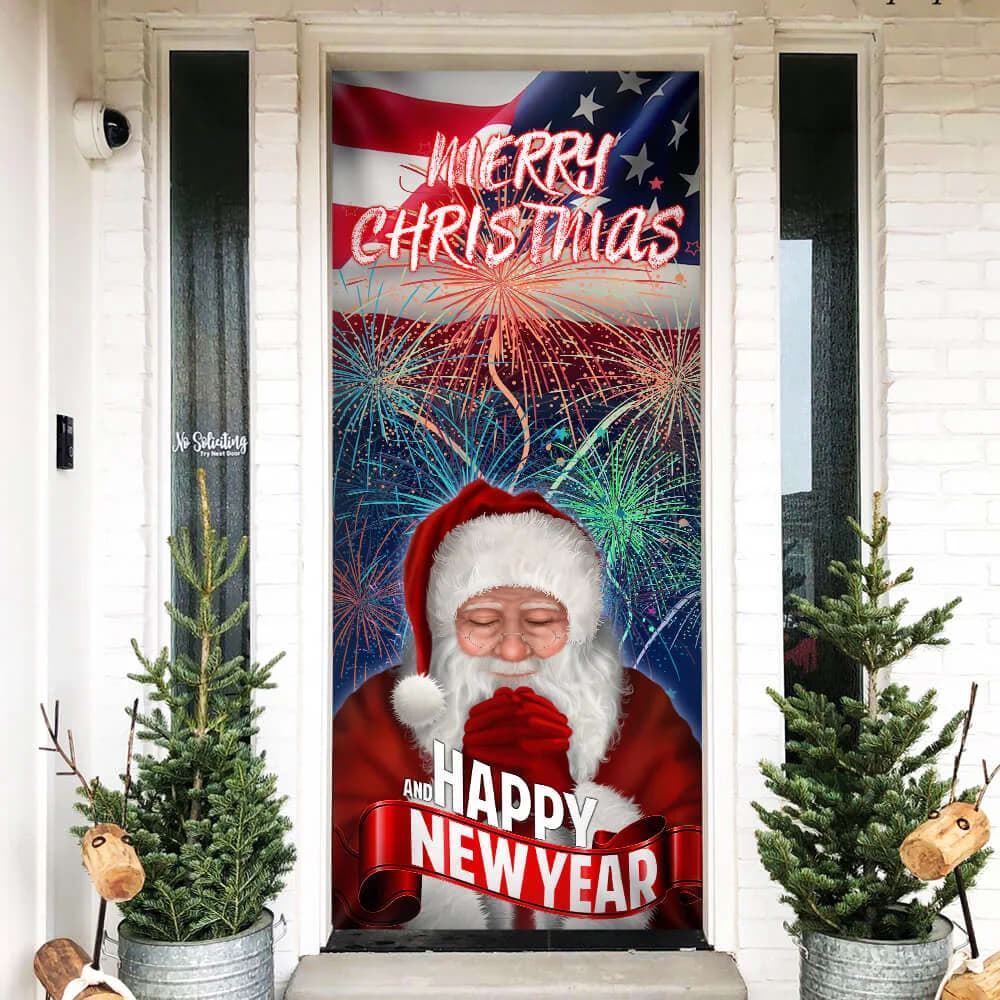 Happy New Year And Merry Christmas Door Cove, Christmas Door Knob Covers, Christmas Outdoor Decoration