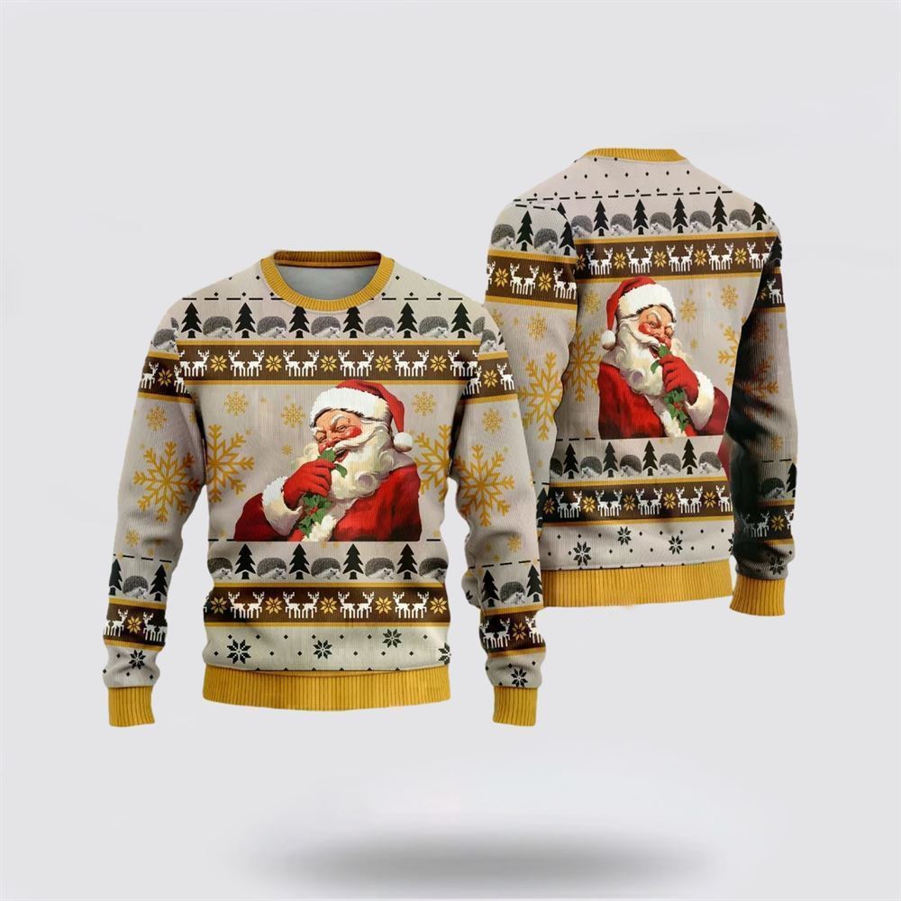 Happy Santas Ugly Christmas Sweater, Best Gift For Holiday, Christmas Crewneck Sweater, Christmas Winter Fashion