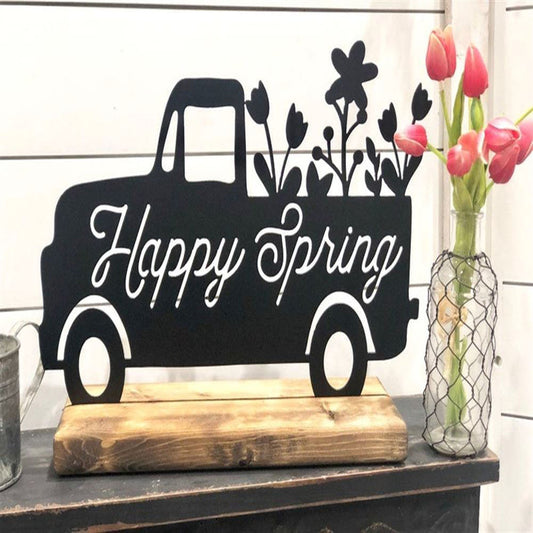 Happy Spring Metal Decor, Gift Ideas For Farm Woman, Large Metal Outdoor Signs, Outdoor Metal Sign Frames