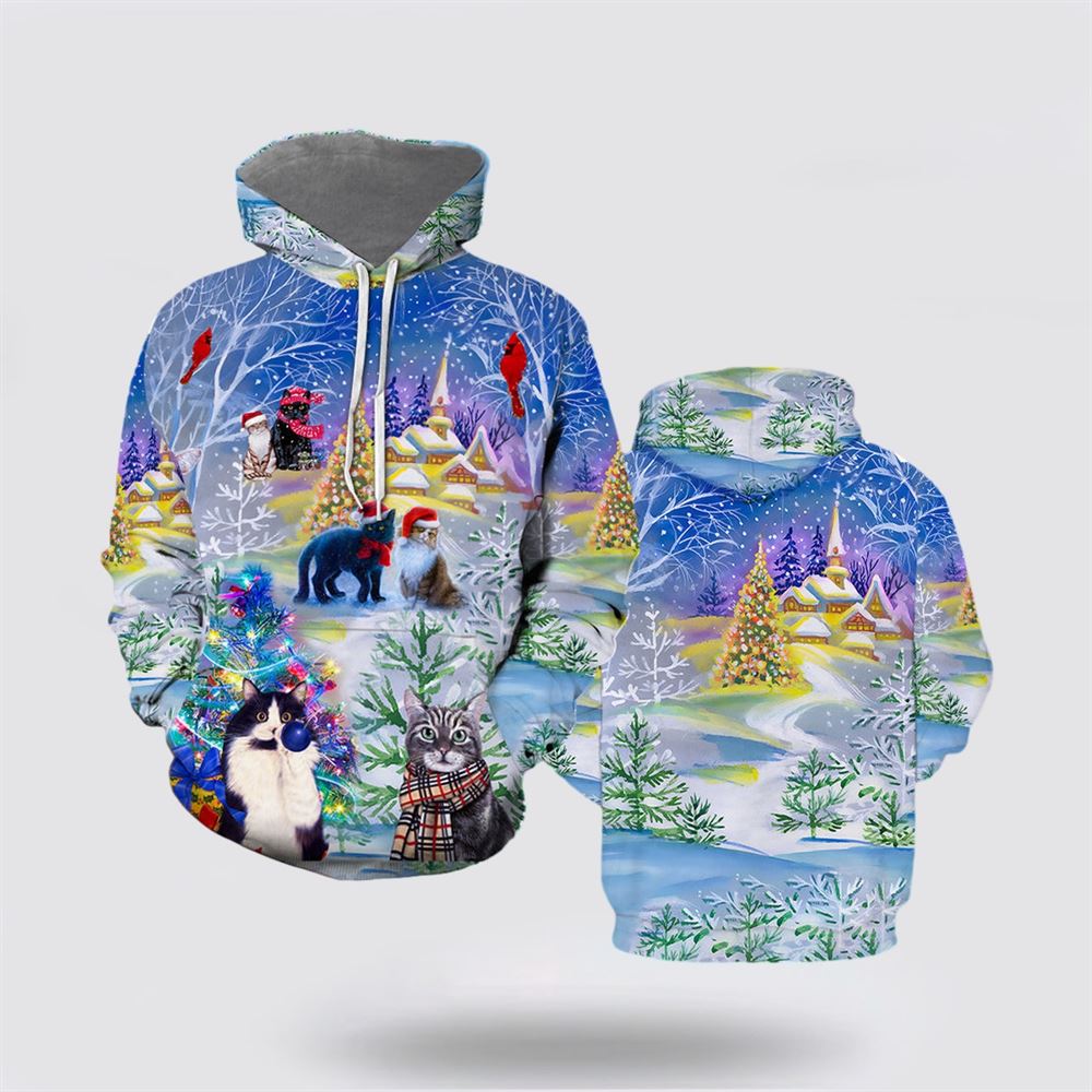 Have A Purry Purry Christmas Cat All Over Print 3D Hoodie For Men And Women, Christmas Cat Hoodie, Christmas Hoodie Cute, Christmas Fashion