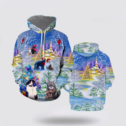 Have A Purry Purry Christmas Cat All Over Print 3D Hoodie For Men And Women, Christmas Cat Hoodie, Christmas Hoodie Cute, Christmas Fashion