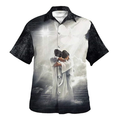 Have Faith Man Hugging Jesus In Heaven Hawaiian Shirt For Men, Christian Hawaiian Shirt, Gift For Christian