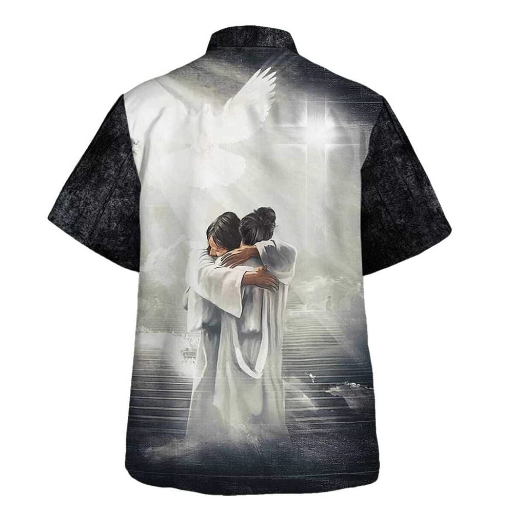Have Faith Man Hugging Jesus In Heaven Hawaiian Shirt For Men, Christian Hawaiian Shirt, Gift For Christian