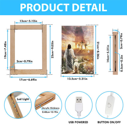 Have Faith On His Way Jesus Cross Lion Frame Lamp Art - Christian Art Decor - Religious Gifts Night Light