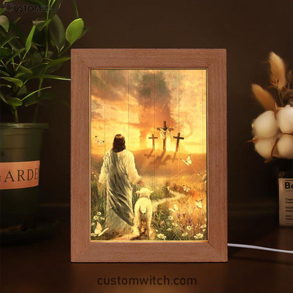 Have Faith On His Way Jesus Cross Lion Frame Lamp Art - Christian Art Decor - Religious Gifts Night Light