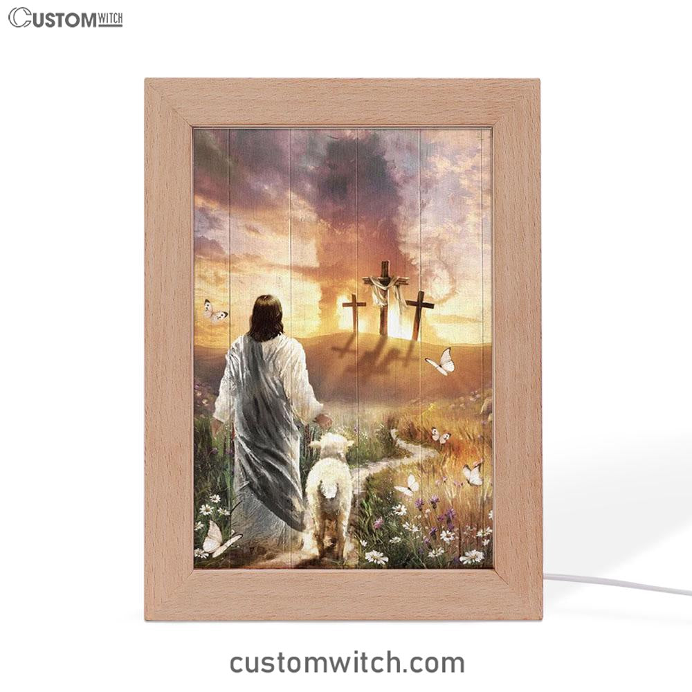 Have Faith On His Way Jesus Cross Lion Frame Lamp Art - Christian Art Decor - Religious Gifts Night Light