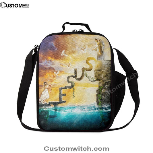 Have Faith Reaching His Hand Beautiful Girl Jesus Lunch Bag, Christian Lunch Bag, Religious Lunch Box For School, Picnic
