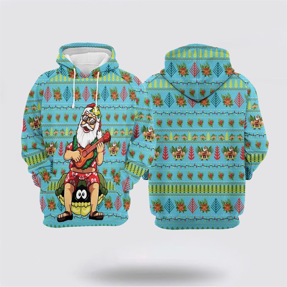Hawaiian Christmas Santa Claus All Over Print 3D Hoodie For Men & Women, Christmas Hoodie Cute, Christmas Gift, Christmas Fashion