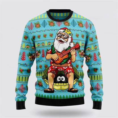 Hawaiian Christmas Santa Claus Ugly Christmas Sweater, Best Gift For Holiday, Christmas Crewneck Sweater, Christmas Winter Fashion