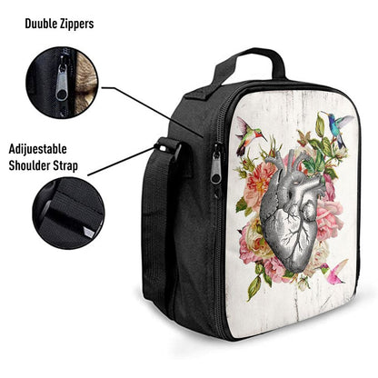 HeLunch Bag Hummingbird Rose Lunch Bag, Gift For Cardiologist, Nurse, Rn, Christian Lunch Bag, Religious Lunch Box For School, Picnic