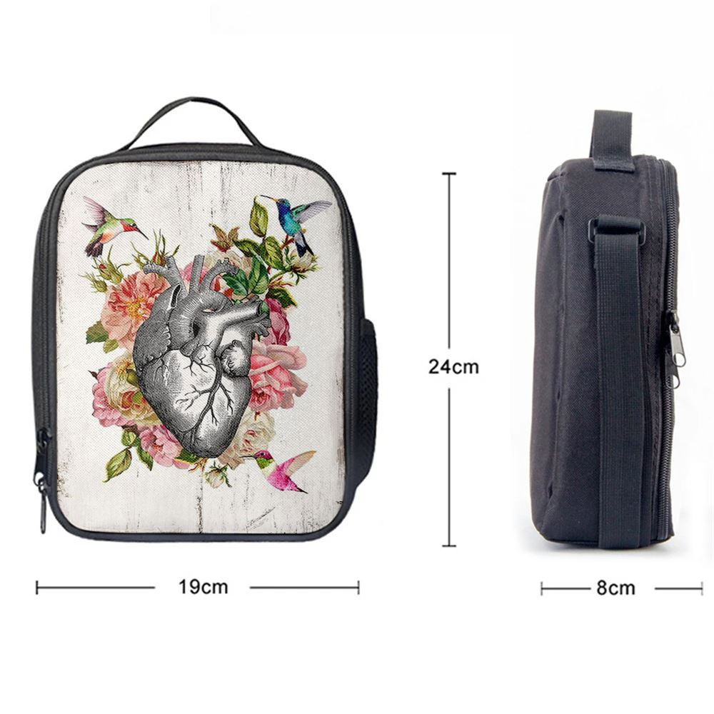 HeLunch Bag Hummingbird Rose Lunch Bag, Gift For Cardiologist, Nurse, Rn, Christian Lunch Bag, Religious Lunch Box For School, Picnic