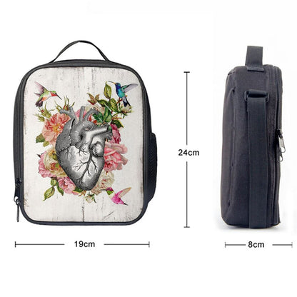 HeLunch Bag Hummingbird Rose Lunch Bag, Gift For Cardiologist, Nurse, Rn, Christian Lunch Bag, Religious Lunch Box For School, Picnic