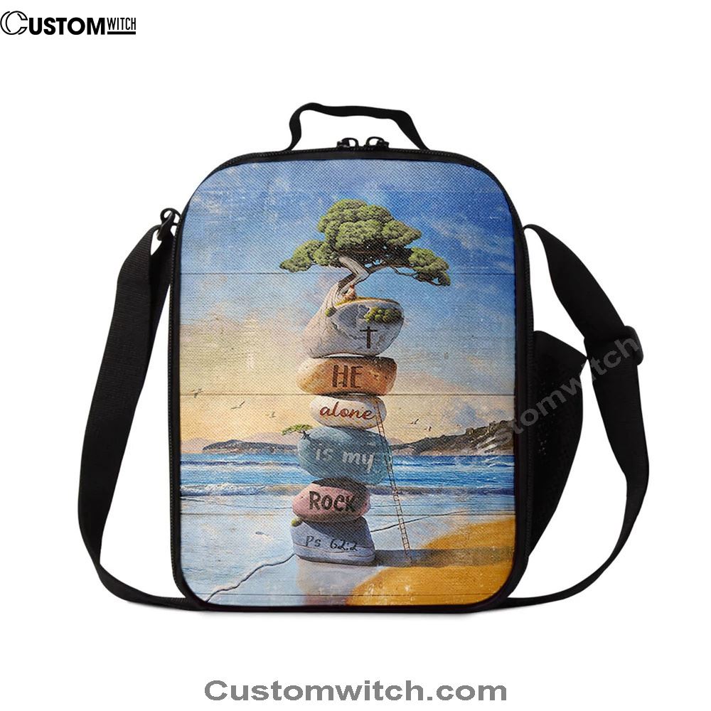 He Alone Is My Rock Rock Cairn Bonsai Lunch Bag, Christian Lunch Bag, Religious Lunch Box For School, Picnic