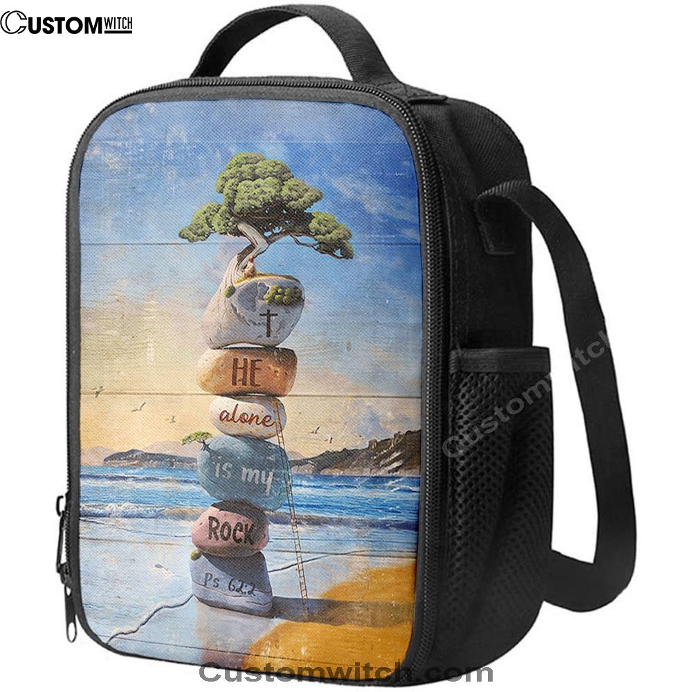 He Alone Is My Rock Rock Cairn Bonsai Lunch Bag, Christian Lunch Bag, Religious Lunch Box For School, Picnic