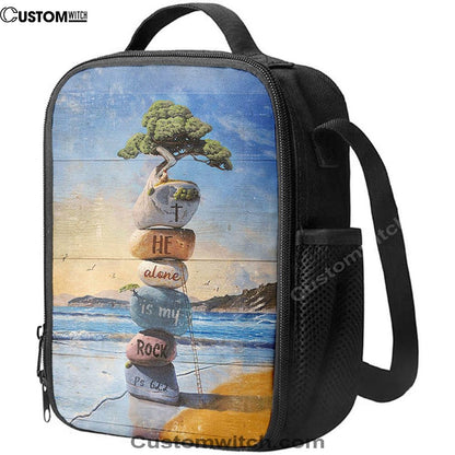 He Alone Is My Rock Rock Cairn Bonsai Lunch Bag, Christian Lunch Bag, Religious Lunch Box For School, Picnic