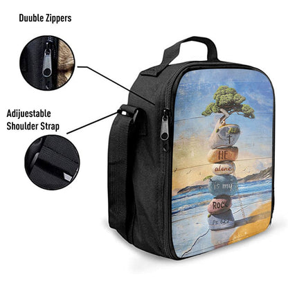 He Alone Is My Rock Rock Cairn Bonsai Lunch Bag, Christian Lunch Bag, Religious Lunch Box For School, Picnic