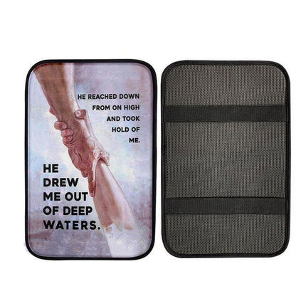 He Drew Me Out Of Deep Water Jessus Car Center Console Cover, Christ Car Armrest Accessories