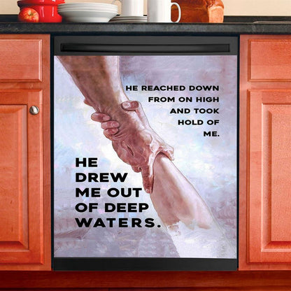 He Drew Me Out Of Deep Water Jessus Dishwasher Cover, Christian Dishwasher Stickers, Religious Kitchen Decor