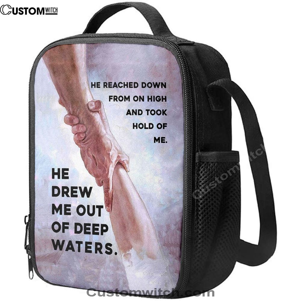 He Drew Me Out Of Deep Water Jessus Lunch Bag, Christian Lunch Bag, Religious Lunch Box For School, Picnic