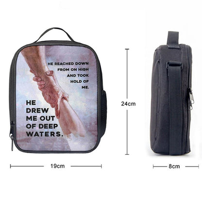 He Drew Me Out Of Deep Water Jessus Lunch Bag, Christian Lunch Bag, Religious Lunch Box For School, Picnic
