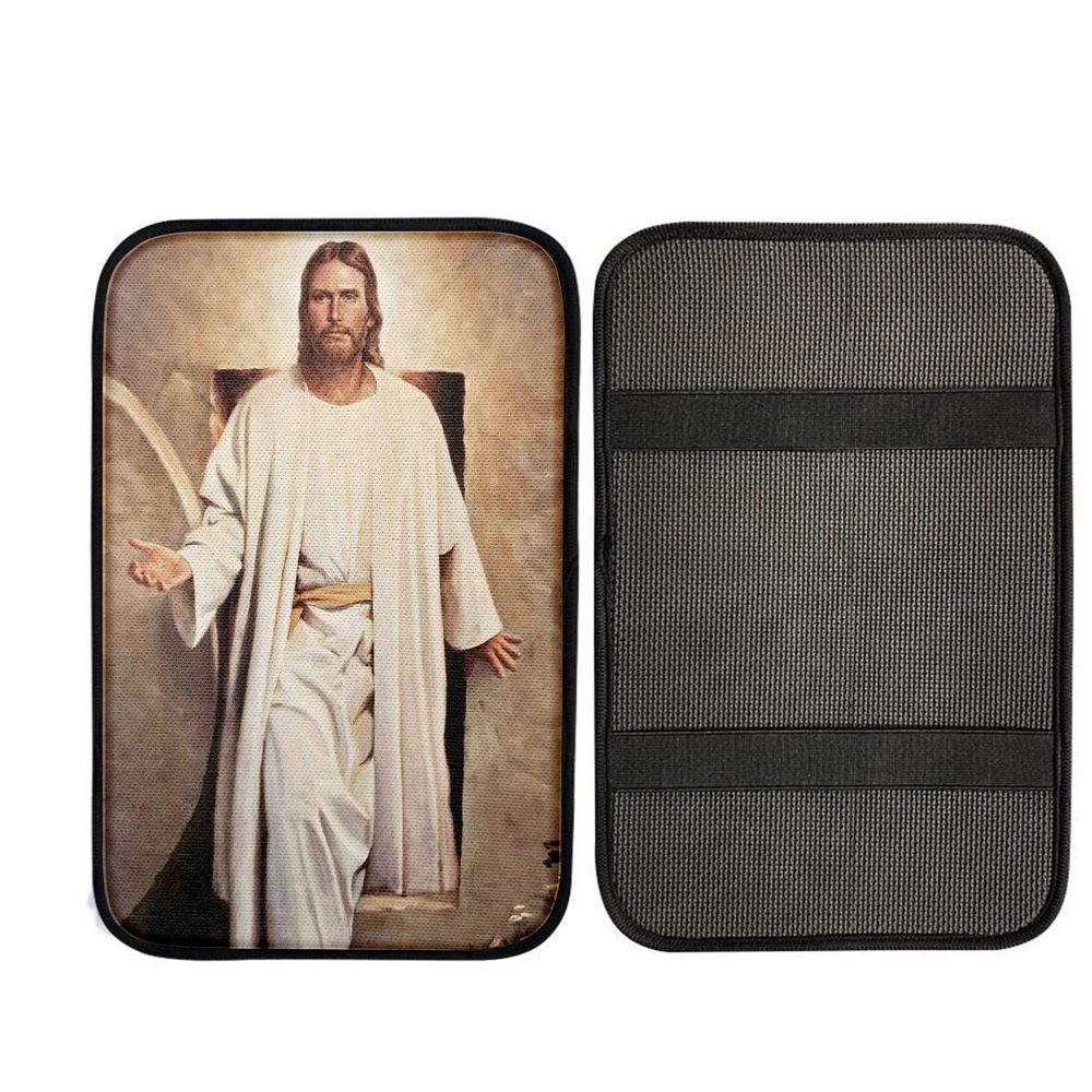He Is Risen - White Jesus Picture 5 - Jesus Car Center Console Cover - Jesus Car Armrest Pad, Christ Car Armrest Accessories