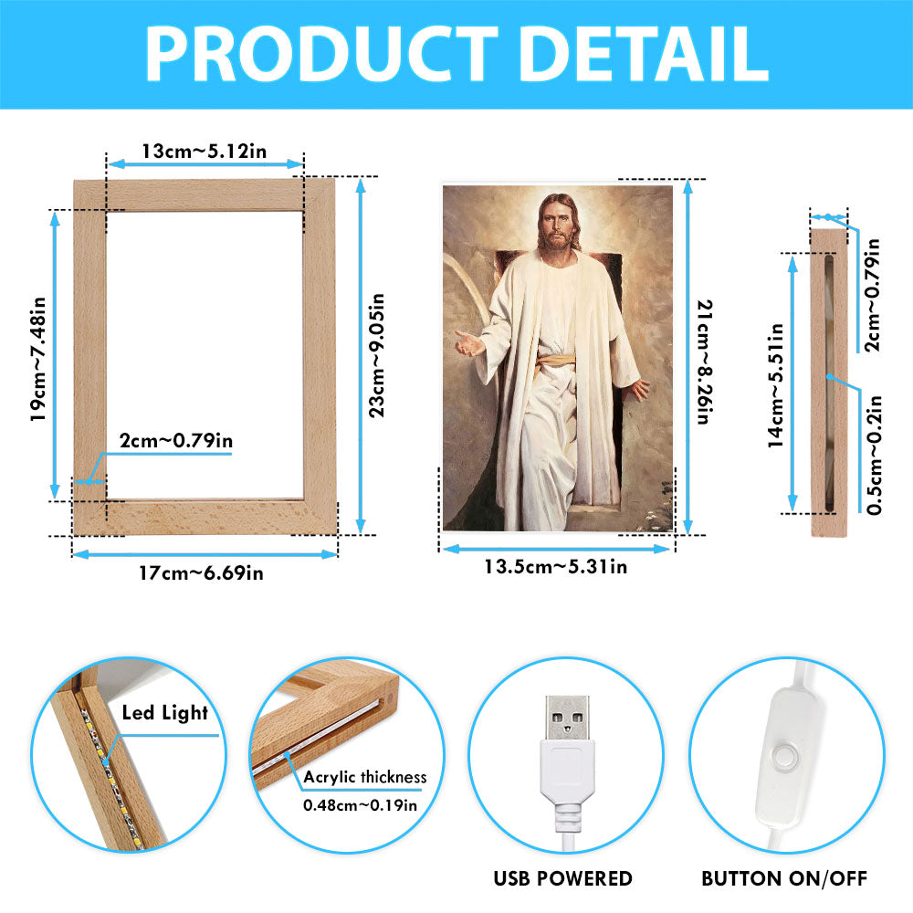 He Is Risen - White Jesus Picture 5 - Jesus Frame Lamp Art - Christian Art - Jesus Decor