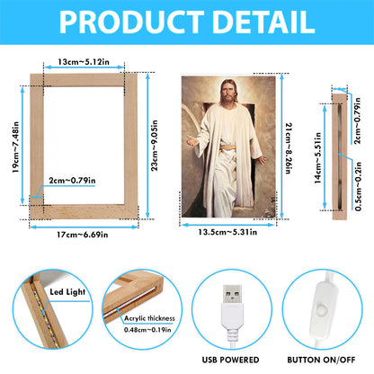 He Is Risen - White Jesus Picture 5 - Jesus Frame Lamp Art - Christian Art - Jesus Decor