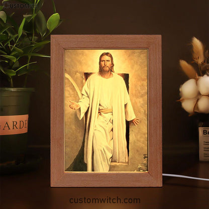 He Is Risen - White Jesus Picture 5 - Jesus Frame Lamp Art - Christian Art - Jesus Decor