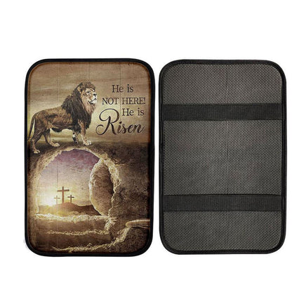 He Is Risen Car Armrest Pad - The Empty Tomb Lion Car Center Console Cover, Christ Car Armrest Accessories