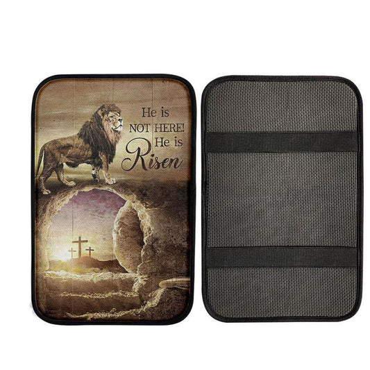 He Is Risen Car Armrest Pad - The Empty Tomb Lion Car Center Console Cover, Christ Car Armrest Accessories