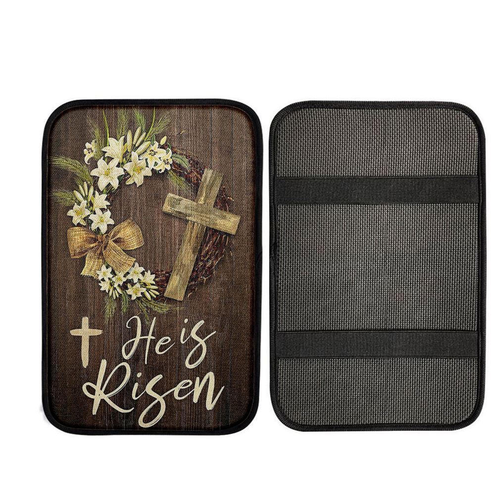 He Is Risen Car Center Console Cover, Christ Car Armrest Accessories