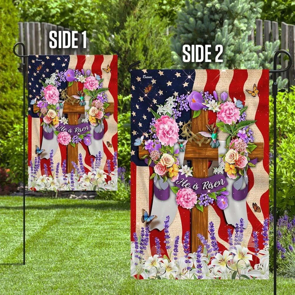 He Is Risen Christian American Garden Flag, Christian Flag, Scripture Flag, Garden Banner