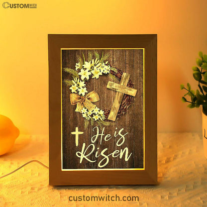 He Is Risen Frame Lamp Art - Christian Frame Lamp - Religious Gifts Night Light