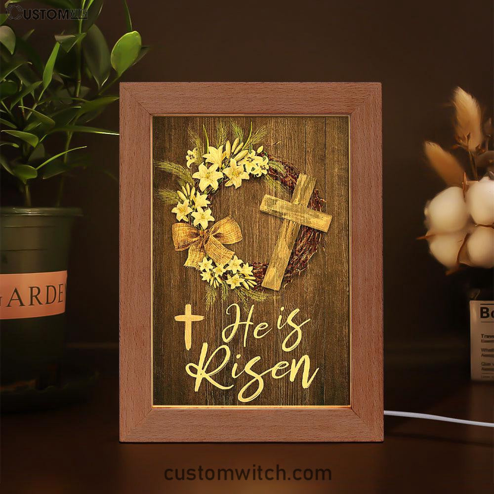 He Is Risen Frame Lamp Art - Christian Frame Lamp - Religious Gifts Night Light