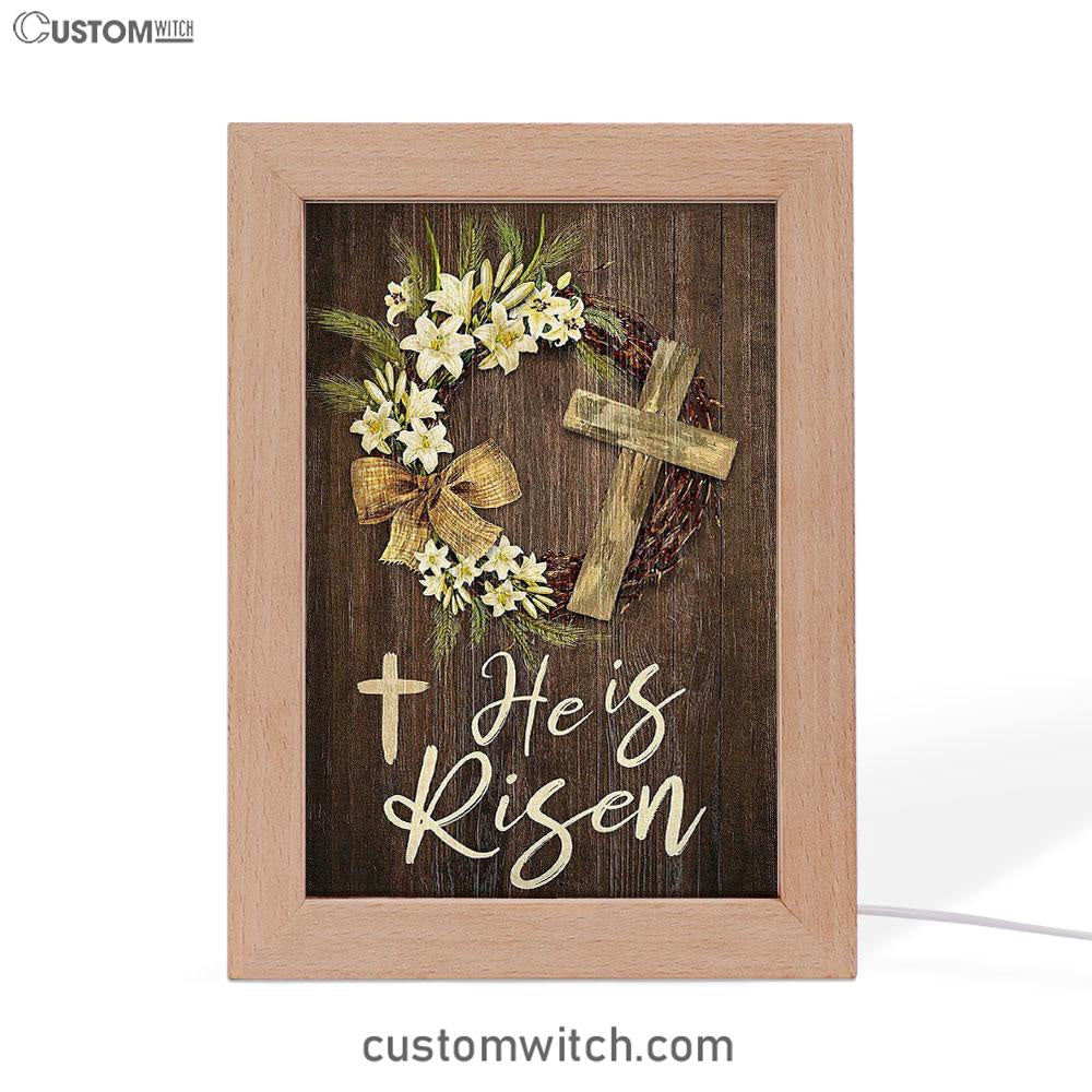 He Is Risen Frame Lamp Art - Christian Frame Lamp - Religious Gifts Night Light