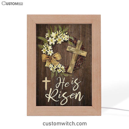 He Is Risen Frame Lamp Art - Christian Frame Lamp - Religious Gifts Night Light