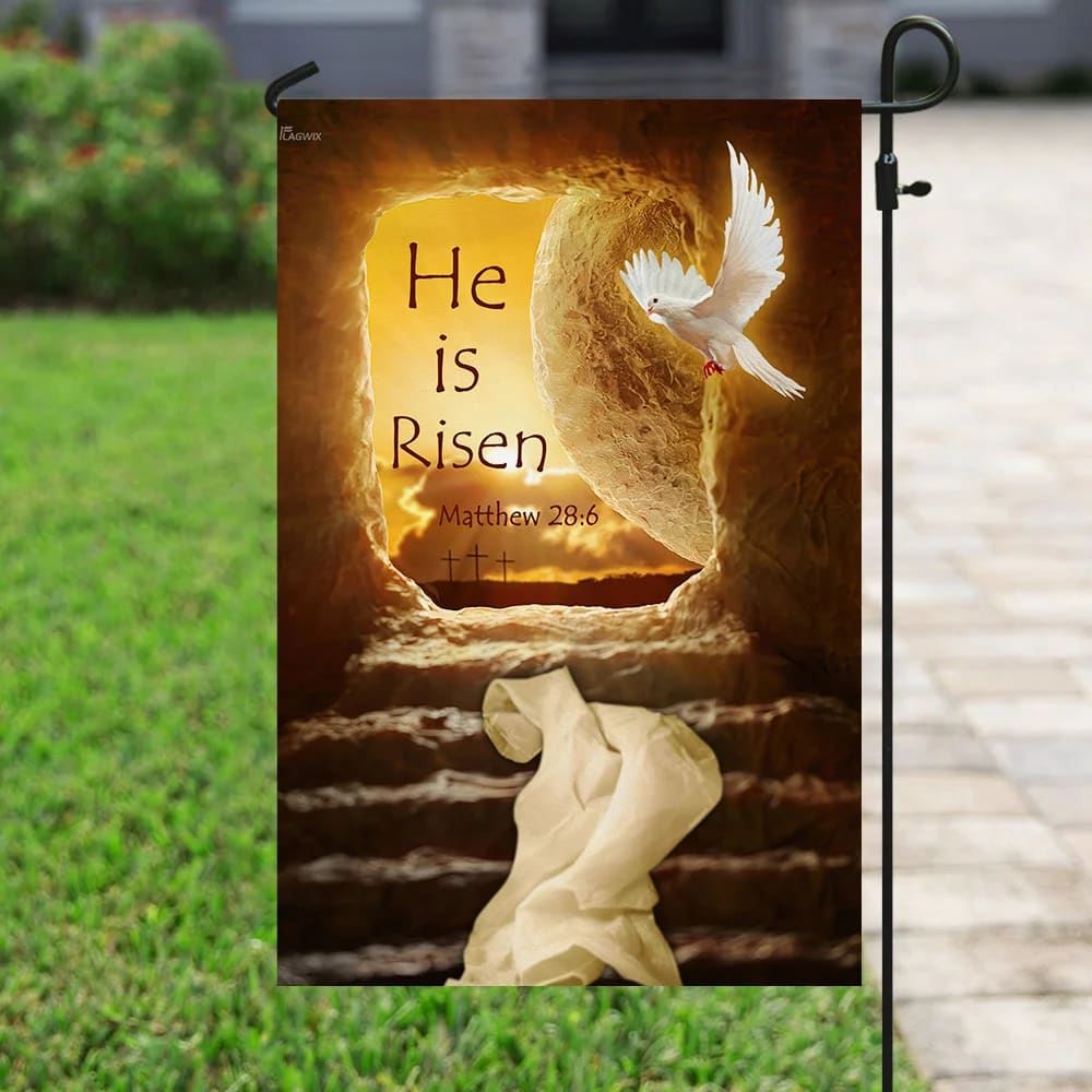 He Is Risen JesusOutdoor Christian House Flag, Christian Flag, Scripture Flag, Garden Banner