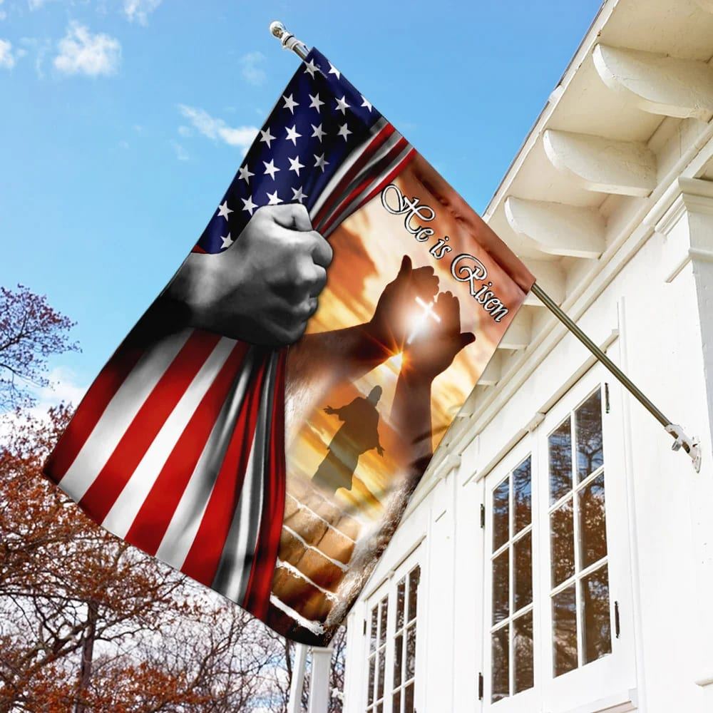 He Is Risen Jesus American US Flag, Outdoor Christian House Flag, Christian Flag, Scripture Flag, Garden Banner