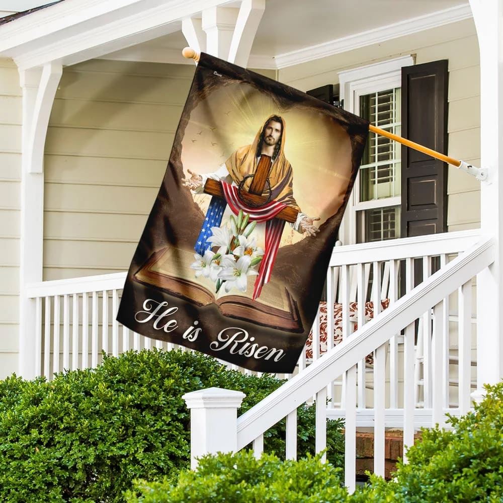 He Is Risen Jesus Christ House Flags, Christian Flag, Scripture Flag, Garden Banner