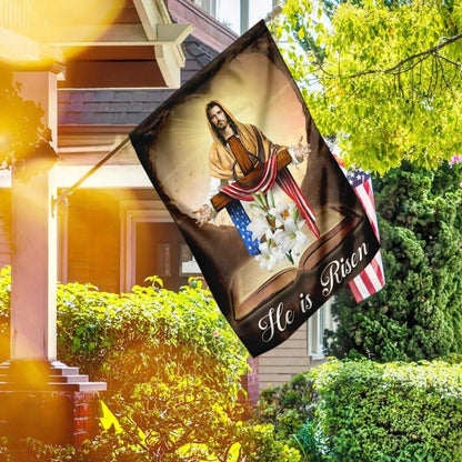He Is Risen Jesus Christ House Flags, Christian Flag, Scripture Flag, Garden Banner