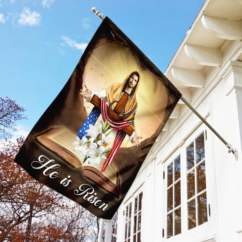 He Is Risen Jesus Christ House Flags, Christian Flag, Scripture Flag, Garden Banner