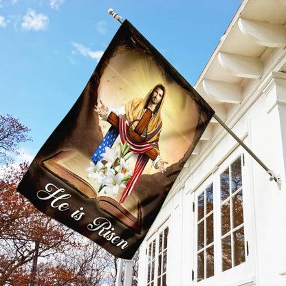 He Is Risen Jesus Christ House Flags, Christian Flag, Scripture Flag, Garden Banner